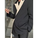 Men Irregular Patchwork Belted Casual Long Sleeve Blazer