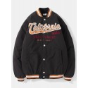 Mens California Embroidered Baseball Collar Pocket Casual Jacket