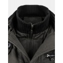 Mens 100% Cotton Fleece Lined Warm Solid Color Cargo Coats With Belt