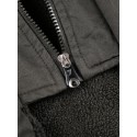 Mens 100% Cotton Fleece Lined Warm Solid Color Cargo Coats With Belt