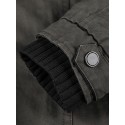 Mens 100% Cotton Fleece Lined Warm Solid Color Cargo Coats With Belt