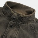 Mens 100% Cotton Fashion Denim Multi Pockets Thickened Warm Casual Jacket