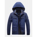 Mens Contrast Patchwork Warm Fleece Lined Warm Thicken Utility Hooded Coats