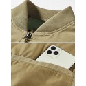 Men 100%Cotton Solid Color Long Sleeve Buttons Pockets Casual Jackets