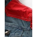 Mens Button Up Stone Washed Multi Pocket Fur Fluffy Collar Thick Casual Denim Jacket