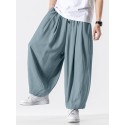 Men Retro Casual Wide Leg Cotton Linen Loose Yoga Pants