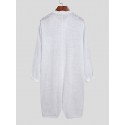 Men Thin Button Up Solid Color Long Sleeve Button Up Jumpsuit