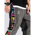 Mens Ethnic Side Printed Multi Pocket Ankle Length Pants