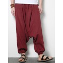 Men's Cotton Linen Harem Pants Casual Baggy Loose Trousers Fashion Wide Legs Trousers