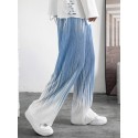 Men Gradient Color Striped Tie-dye Ombre Print Loose Fit Pants