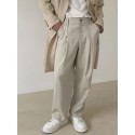 Men Expandable Waist Flat Front Loose Fit Casual Wide Leg Pants