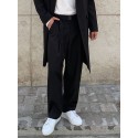 Men Expandable Waist Flat Front Loose Fit Casual Wide Leg Pants