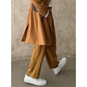 Men Expandable Waist Flat Front Loose Fit Casual Wide Leg Pants