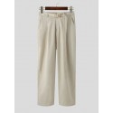Men Expandable Waist Flat Front Loose Fit Casual Wide Leg Pants