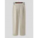 Men Expandable Waist Flat Front Loose Fit Casual Wide Leg Pants