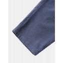 Men Corduroy Solid Elastic Waist Ankle Length Casual Pockets Pants