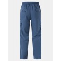 Men Solid Utility Pocket Zip Pocket Ankle Length Casual Cargo Pants