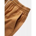 Mens 100% Cotton Utility Drawstring Relaxed Fit Cuffed Cargo Pants