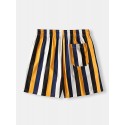 Men Colorful Stripe Shorts Quick Drying Mesh Lining Mid Length Beach Holiday Swim Trunks Shorts