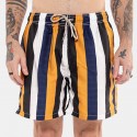 Men Colorful Stripe Shorts Quick Drying Mesh Lining Mid Length Beach Holiday Swim Trunks Shorts
