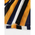 Men Colorful Stripe Shorts Quick Drying Mesh Lining Mid Length Beach Holiday Swim Trunks Shorts