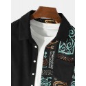 Men Ethnic Ornament Printed Long Sleeve Front Buttons Shirts