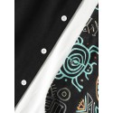 Men Ethnic Ornament Printed Long Sleeve Front Buttons Shirts