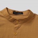 Men Cotton Solid Button down stand Collar Breathable Shirts