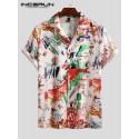 Men Contrast Graffiti Colorblock Soft Breathable Graceful Leisure Shirts