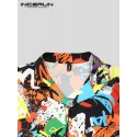 Men Contrast Graffiti Colorblock Soft Breathable Graceful Leisure Shirts