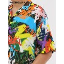 Men Contrast Graffiti Colorblock Soft Breathable Graceful Leisure Shirts