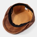 Men PU Leather Solid Color Absorb Sweat Breathable Beret Flat Cap Casual Warmth Newsboy Hat Forward Hat