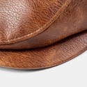 Men PU Leather Solid Color Absorb Sweat Breathable Beret Flat Cap Casual Warmth Newsboy Hat Forward Hat