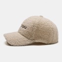 Men Newsboy Caps Lambswool Letter Embroidery Simple Warmth Baseball Cap for Women