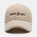 Men Newsboy Caps Lambswool Letter Embroidery Simple Warmth Baseball Cap for Women