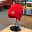 Men Knitted Hat Christmas Plus Velvet Cartoon Letter Embroidery Antler Decoration Warmth Brimless Beanie Hat for Women