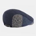Men British Style Contrast Color Warm Casual Knitted Forward Hat Beret Hat