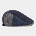 Men British Style Contrast Color Warm Casual Knitted Forward Hat Beret Hat