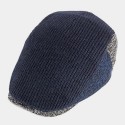 Men British Style Contrast Color Warm Casual Knitted Forward Hat Beret Hat