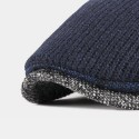 Men British Style Contrast Color Warm Casual Knitted Forward Hat Beret Hat