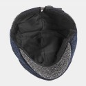 Men British Style Contrast Color Warm Casual Knitted Forward Hat Beret Hat
