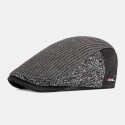 Men British Style Contrast Color Warm Casual Knitted Forward Hat Beret Hat