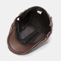 Collrown Men's PU Leather Beret Caps Casual Newsboy Cap Artificial Leather Warm Hats