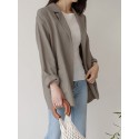 Women Plain Turn-Down Collar Casual Stylish Long Sleeve Blazer With Pockets