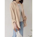 Women Plain Turn-Down Collar Casual Stylish Long Sleeve Blazer With Pockets