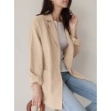 Women Plain Turn-Down Collar Casual Stylish Long Sleeve Blazer With Pockets