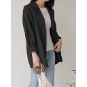 Women Plain Turn-Down Collar Casual Stylish Long Sleeve Blazer With Pockets