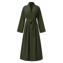 Women Vintage Solid Color Loose Casual Cardigan Abaya聽Kaftan Long Sleeve Robe