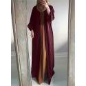 Women Vintage Solid Color Loose Casual Cardigan Abaya聽Kaftan Long Sleeve Robe