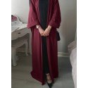 Women Vintage Solid Color Loose Casual Cardigan Abaya聽Kaftan Long Sleeve Robe